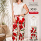 Pantalón estampado de flores rojas 42169p