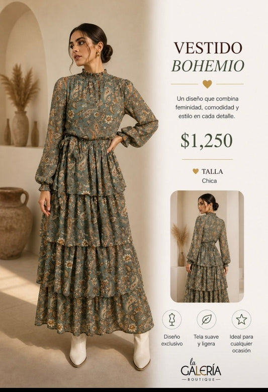Maxi vestido con olanes ID18101