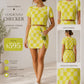 DZ22G982 DOUBLE ZERO Conjunto Falda y Top de Rombos Verde Limón