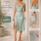 TK7074 EE SOME Conjunto de Top y Falta Satinada con Abertura Rosa