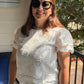 Ellison Blusa Blanca con cuello redondo y bordado TT107576