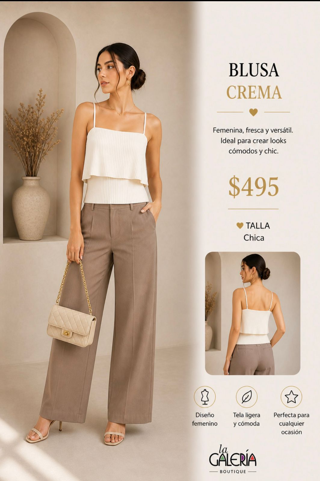 AKT10222Y FANCO Blusa de Tirante con Peto Básica