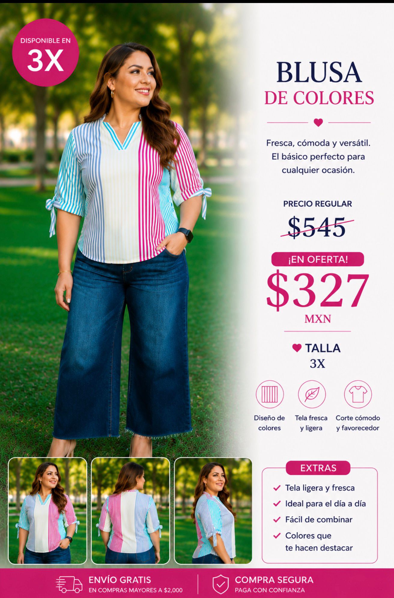 Camisa a rayas de colores M732