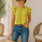 Blusa de manga corta con detalle en manga y franja de crochet al frente Tb8525
