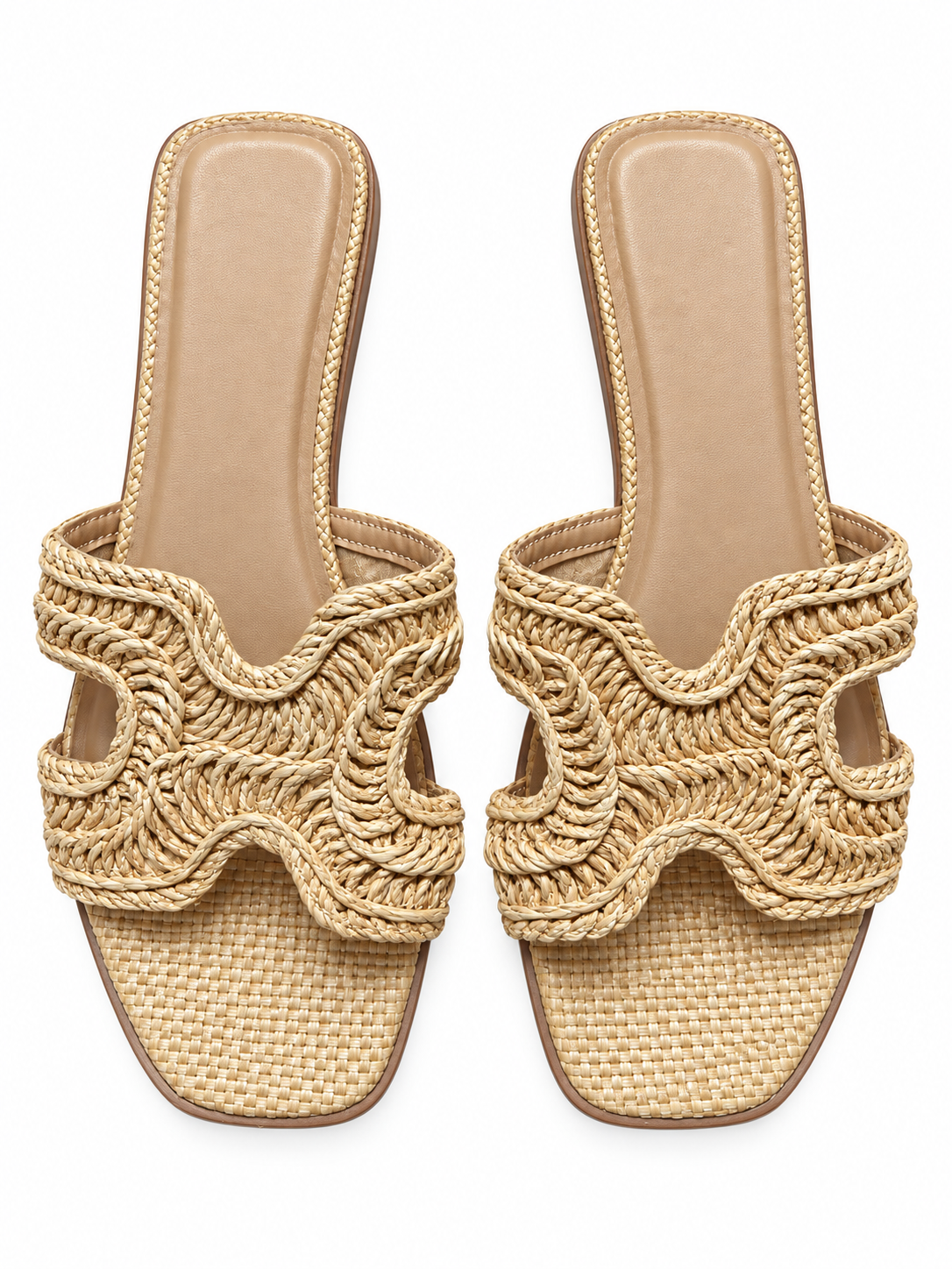 Sandalias Tejidas Color Beige con Diseño Ondulado 09607