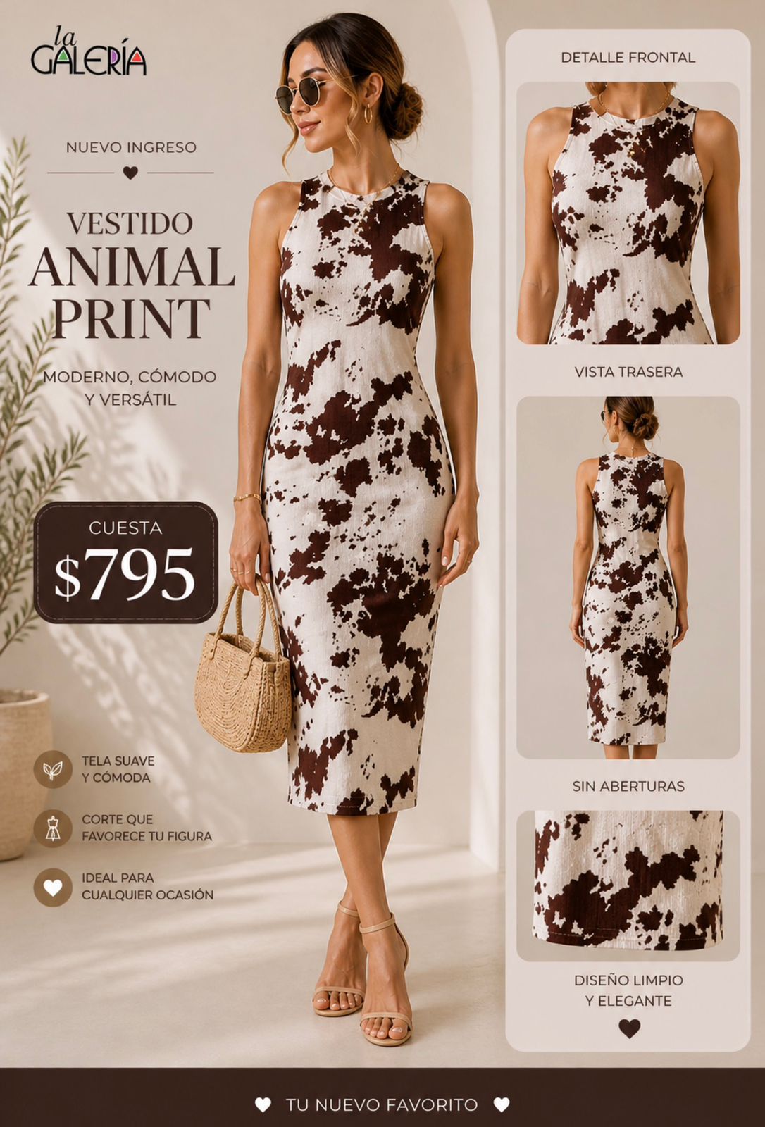 GTD6051 GALITA Vestido Estampado de Vaca