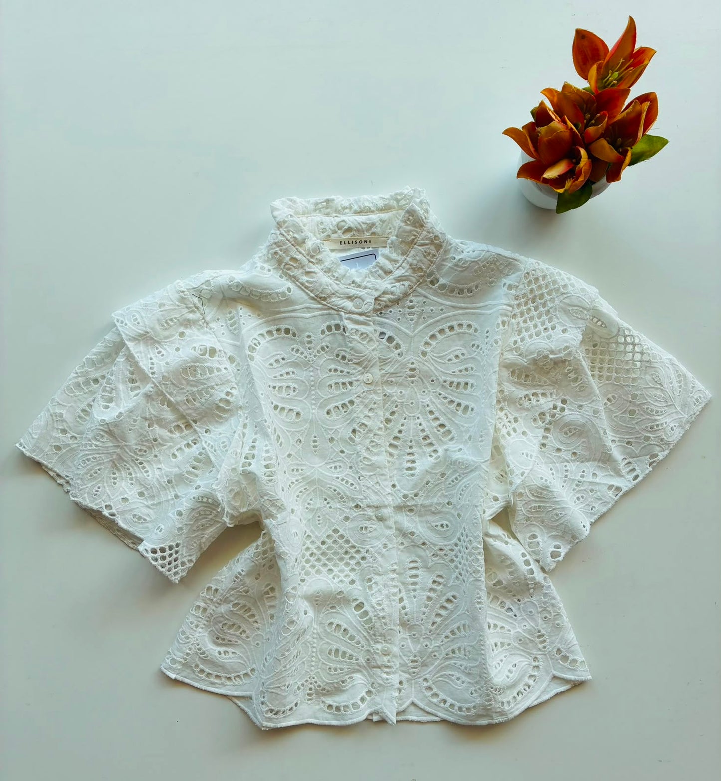 Ellison Blusa de crochet con manga bombacha TT102426