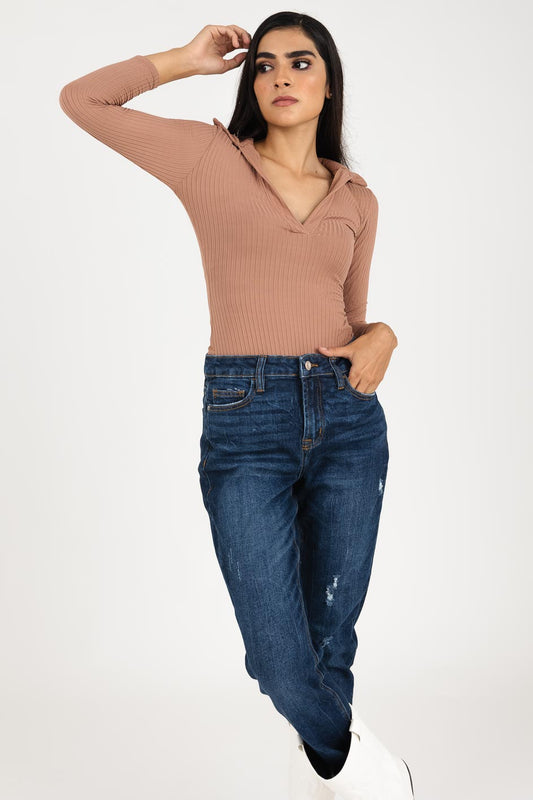 Pantiblusa de manga larga con escote