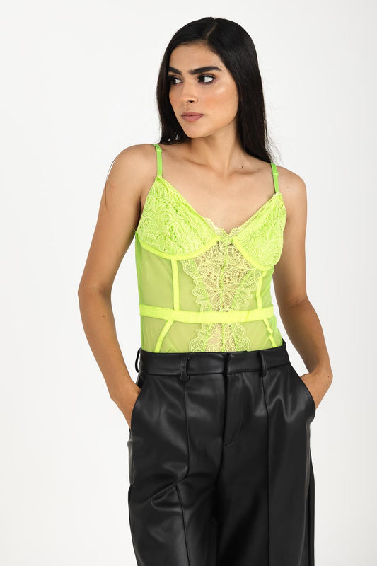 Pantiblusa de encaje color verde