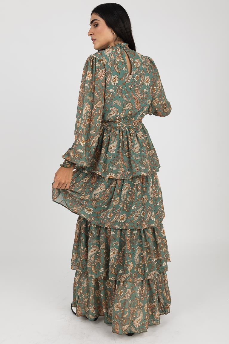 Maxi vestido con olanes