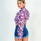 Blusa de manga larga con estampado morado